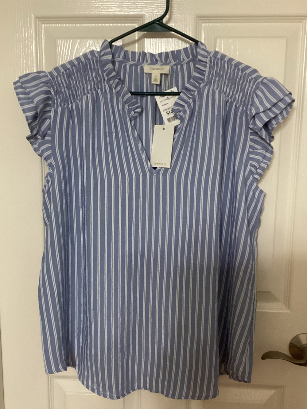Tamara H Blue/White Stripe Top Women’s 1X NWT
